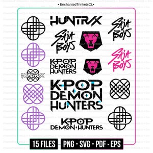 Kpop Demon Hunters Logo Bundle, Kpop Demon Hunters PNG SVG Bundle, Saja Boys Huntrix Logo, Huntrix Saja Boys PNG, Demon Hunters Logo