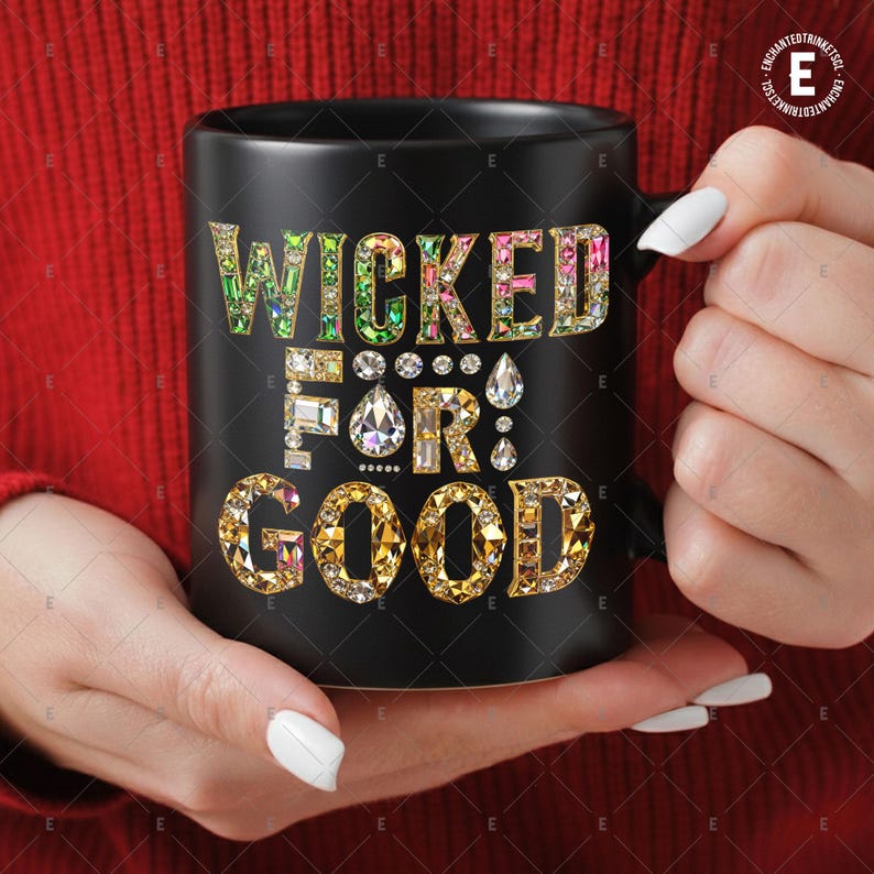 Wicked for Good Rhinestone PNG, Jewel Lettering Wicked PNG, Rhinestone ...