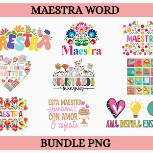 Maestra PNG Bundle, Retro Maestra Word Png, Teacher Life, Teach Love Inspire, Spanish Teacher, Teacher Appreciation Gift, Maestra  Svg