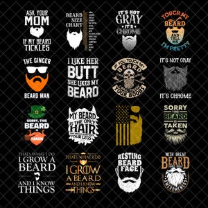 Funny Beard PNG Bundle, Beard Quote Sublimation PNG, Grooming Humor Digital Download, Bearded Dad Shirt Design Gift