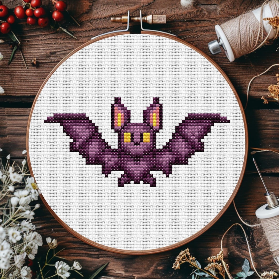 Cross Stitch Pattern Bat Halloween: Printable PDF + Saga File - Etsy