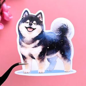 Black Shiba Inu Dog Sticker: Waterproof Vinyl Sticker