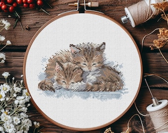 Cross Stitch Pattern Sleeping Kittens: Printable PDF + Saga file