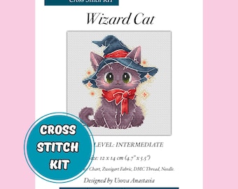 Cross Stitch Kit Cat, Embroidery Kit