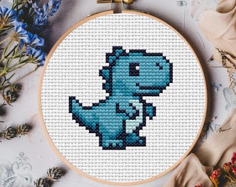 Kruissteekpatroon dinosaurus: afdrukbare pdf en sagabestand