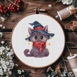 Cross Stitch Pattern Halloween Cat: Printable PDF + Saga file