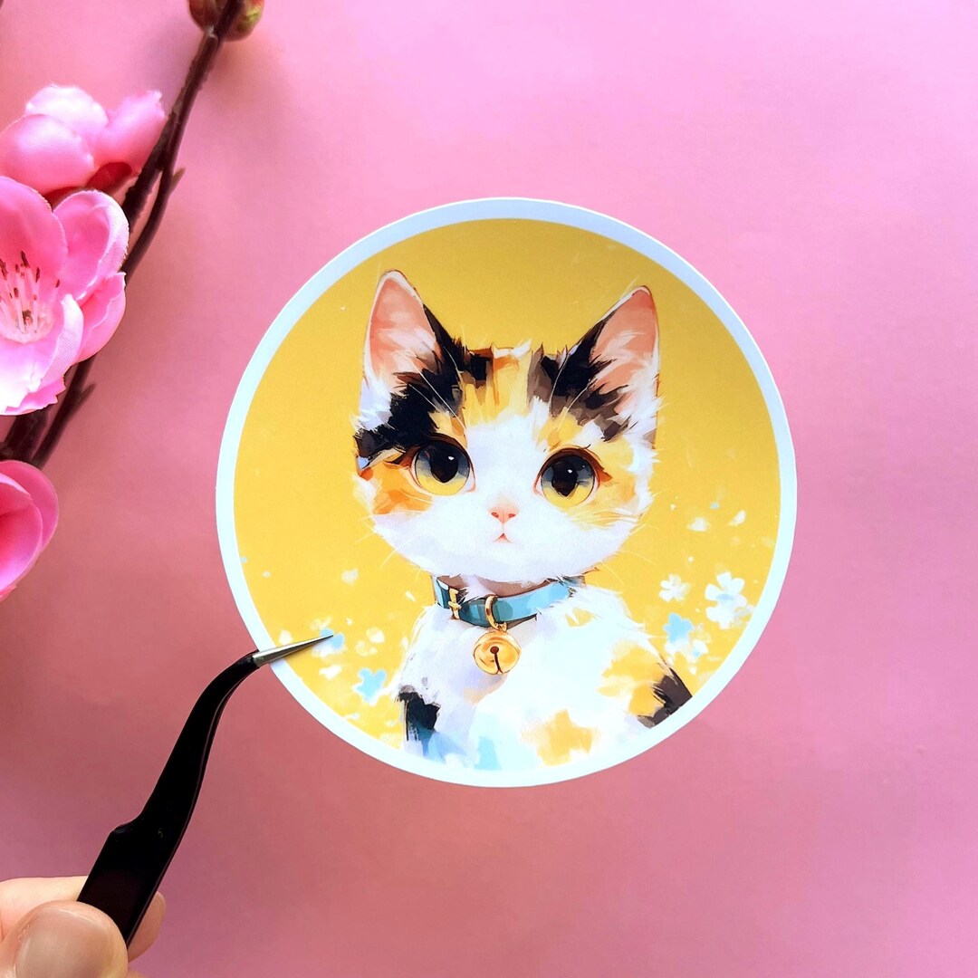Tricolor Cat Vinyl Sticker: Matte Laminated Waterproof Decal - Etsy