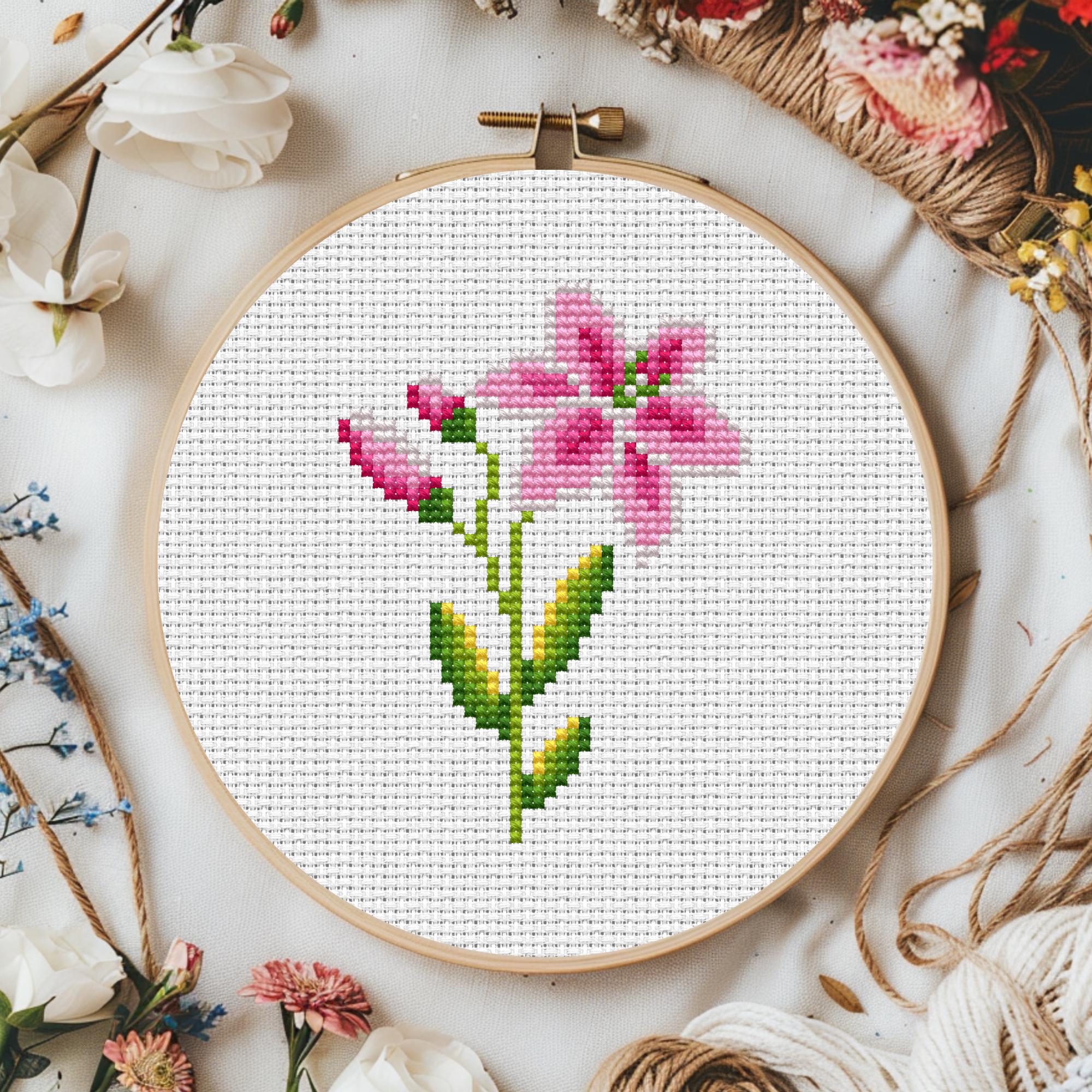 Cross Stitch Pattern Lily Flower: Printable PDF + Saga File - Etsy