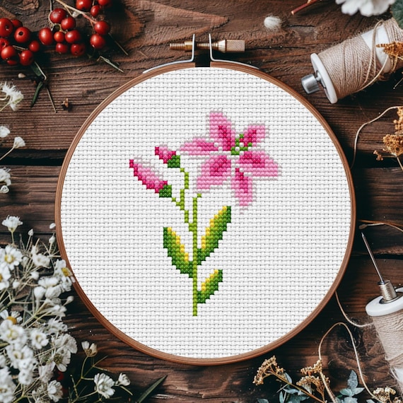 Cross Stitch Pattern Lily Flower: Printable PDF + Saga File - Etsy