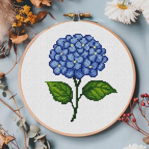 Cross Stitch Pattern Hydrangea Flower: Printable PDF + Saga file