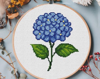 Cross Stitch Pattern Hydrangea Flower: Printable PDF + Saga file