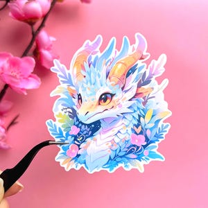 Sticker dragon mignon, Sticker imperméable en vinyle fantaisie, Sticker dragon en vinyle pour ordinateur portable, journal, bouteille d'eau, Sticker dragon mat, découpé