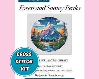 Counted Cross Stitch Kit Mountains, DIY Embroidery Kit