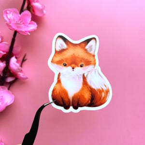Sticker renard mignon, autocollant vinyle animaux de la forêt kawaii, autocollant renard imperméable, autocollant adorable renard roux, découpes, autocollant mat imperméable