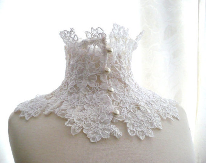 LACE NECK COLLAR White Ivory Alencon Lace Macramè Lace Etsy