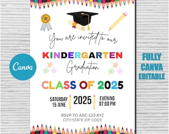 Canva Preschool Graduation Invitation, PreK Announcement Party Invite, Preschool Electronic Template, Editable Printable Template, 2026