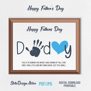 Impronta della mano stampabile per la festa del papà, arte con impronte della mano per la festa del papà, regalo con poesia "Mio papà" per papà, regalo sentimentale per bambini, neonati e bambini piccoli.