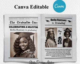 Graduation newspaper template 2026, custom newspaper,