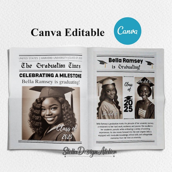 Graduation newspaper template 2026, custom newspaper,