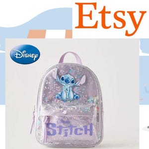 Disney Loungefly Stitched Cartoon Sequined Kindergarten School Bag for Boys and Girls Fashionable Trendy Versatile Cute Travel Kids Backpack