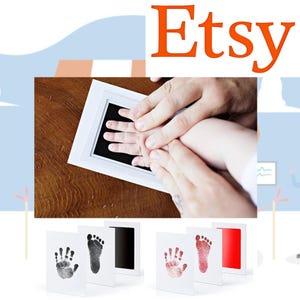 Cadre photo non toxique et sans encre pour faire-part de bébé, empreinte de main, cadre photo pour nouveau-né, tout-petit et chien, empreintes de pattes, cadeau parfait pour une baby shower