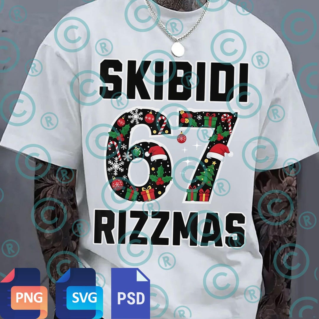 Skibidi Rizzmas 67 PNG Svg for Circut, Gen Alpha Meme Christmas Design ...
