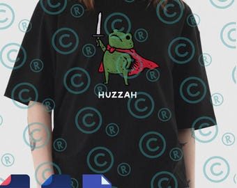 Huzzah Frog With Sword PNG Svg, Medieval Frog Art, Cute Frog Warrior Vintage Design, Funny Frog Sword Graphic, Printable Shirt File