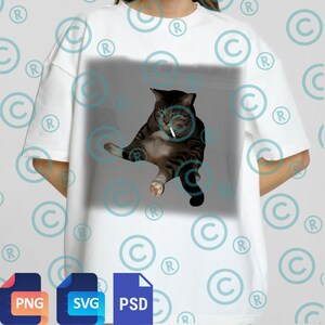 Op de afbeelding: Wit T-shirt met een humoristische afbeelding van een kat met een sigaret. De kat is afgebeeld in een ontspannen pose, met een sigaret in zijn mond. Het ontwerp staat tegen een grijze achtergrond. Het shirt heeft een casual, oversized pasvorm.