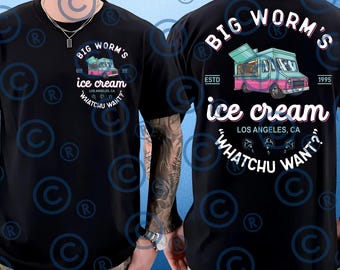 Retro Big Worm's Ice Cream Truck Digital Download, Friday Movie Comedy Fan Art PNG, Truck Hustle Apparel, Hard Worker, Trucker Sublimation