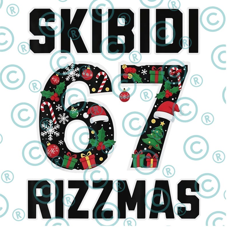 67 Rizzmas Skibidi Rizzmas 67 PNG Svg for Circut, Gen Alpha Meme Christmas Design ...