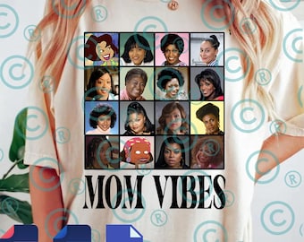 90's Mom Vibes PNG Svg For Circut, Retro jaren 90 Design for Moms, Funny Snarky Mom Sublimatiebestand, Vintage TV Mom Esthetic Download