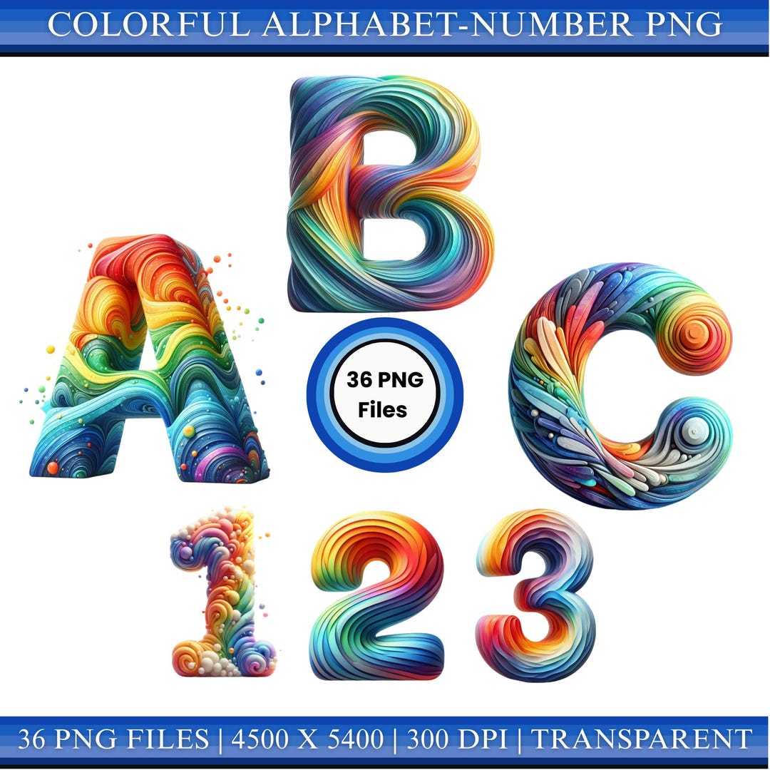 Swirl Pattern Letters Colorful Alphabet PNG A–Z & 0–9 | Rainbow Swirl Letters | Digital Font ...