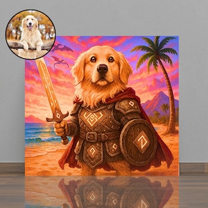 Pet Portraits: Transform Your Pet into a Viking or Warrior, Custom Warrior Pet Portrait, pet portrait watercolor, dog portrait, cat portrait