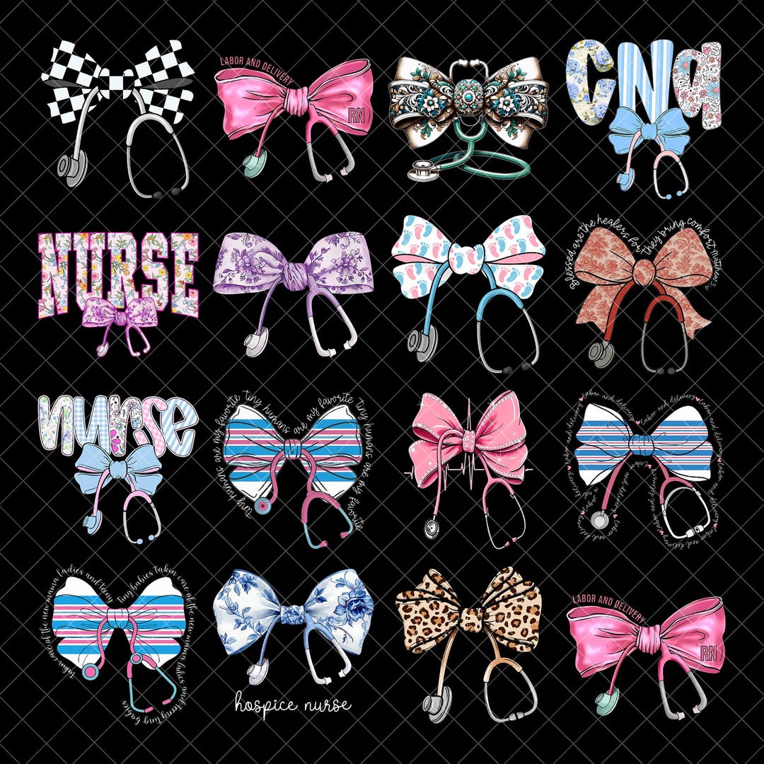 Nurse Coquette Bow Stethoscope Nursing Doctor Png Bundle,nurse Coquette ...