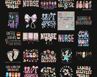 Labor and Delivery Nurse PNG Bundle, L&D Crew Sublimation Design, Funny OB Nurse Shirt PNG, Baby Feet Coffee Quote Digital Download