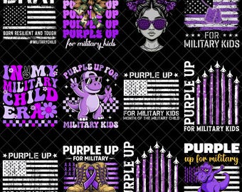 Purple Up for Military Kids PNG Bundle, Purple Up Military Child Designs, Month of the Military Child Shirt Pack,Military Family Sublimation