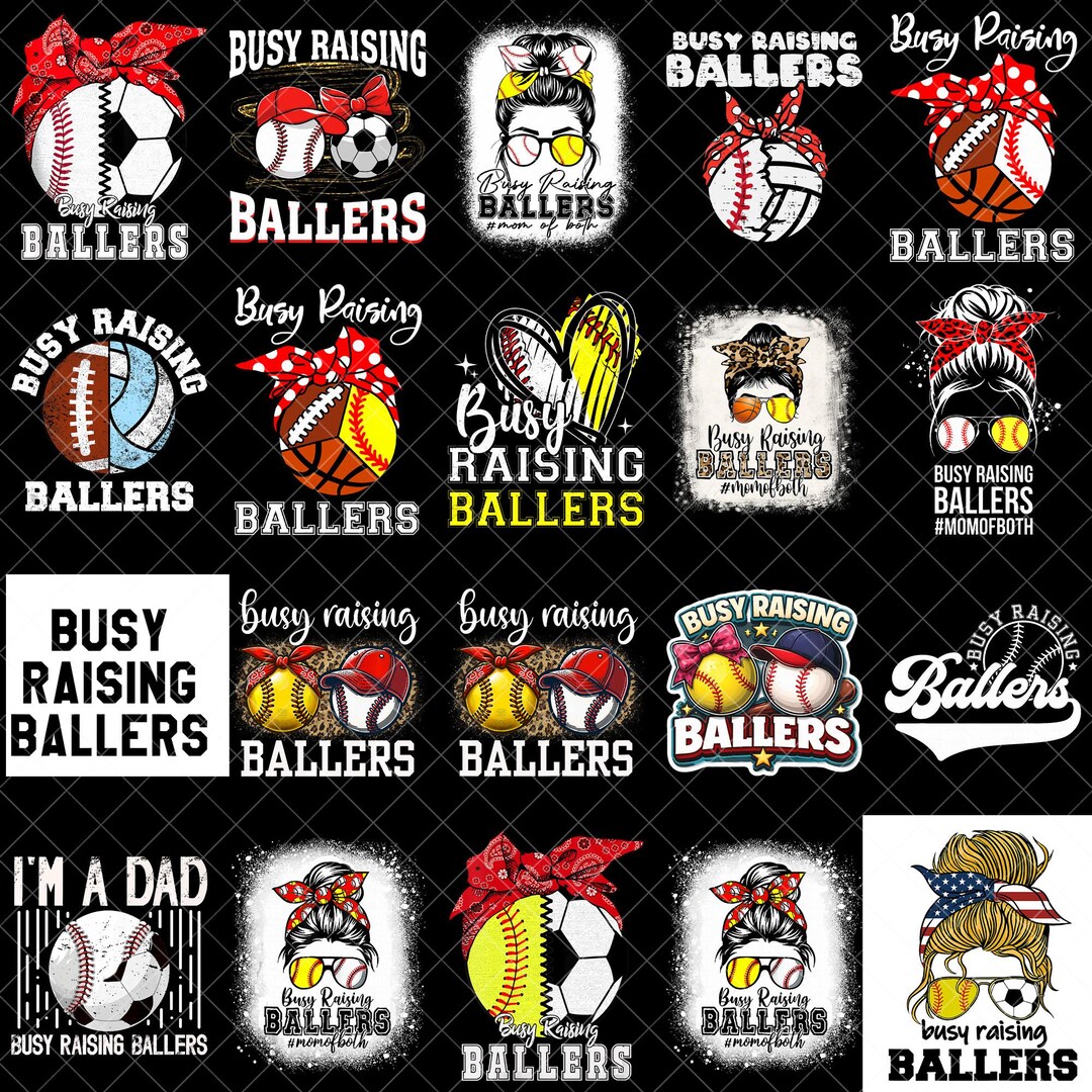 Busy Raising Ballers PNG Bundle, Sports Mom Clipart, Baseball Soccer ...