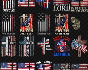 Faith Over Fear Png, Christian Flag Png, God Bless America Png, Cross Flag Png, Faith Family Freedom Png, Patriotic Jesus,American Pride Png