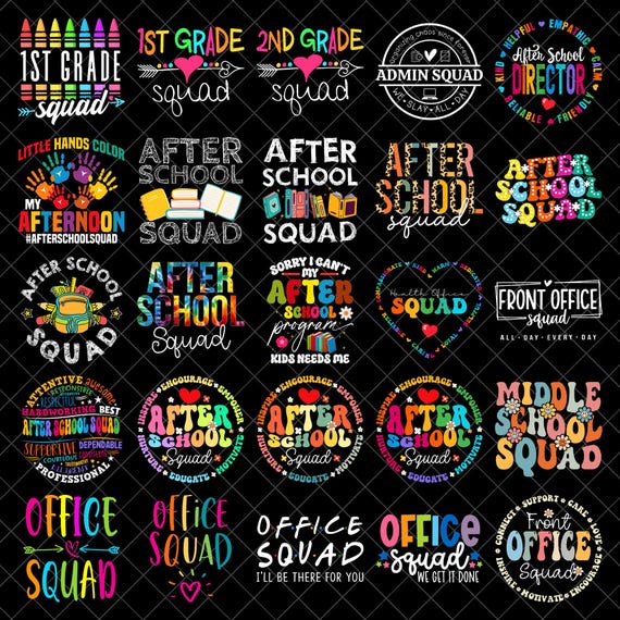 School Squad PNG Bundle, After School Squad Sublimation Designs, Office Squad Teacher Staff Digital Download, Grade Squad Shirt
