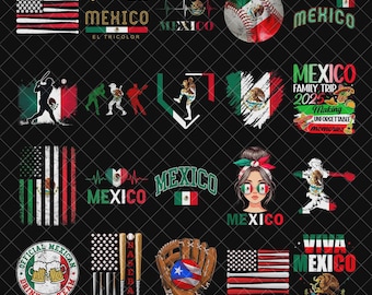 Mexican Baseball Png Bundle, Mexico Family Trip PNG Bundle, Patriotic PNG, Digital Download, Tricolor Png, Viva Mexico Sublimation