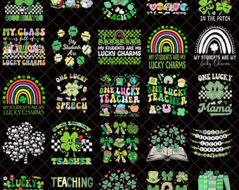 Lucky Teacher PNG Bundle, St Patrick Classroom png, My Students Are My Lucky Charms PNG, Shamrock Rainbow Sublimation