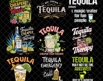 Tequila Cheaper Than Therapy Png Bundle, Summertime Png Cinco de Mayo Png Adult Humor Png Drinking Png Funny Summer Png