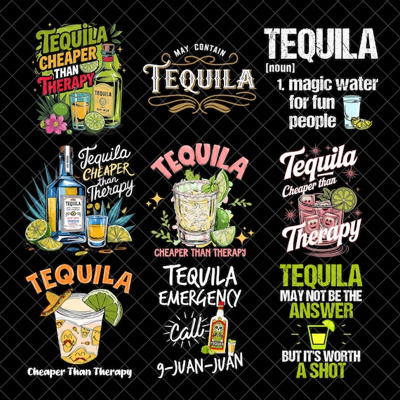 Tequila Cheaper Than Therapy PNG Bundle, Summertime Png Cinco de Mayo Png Adult Humor Png Drinking Png Funny Summer Png