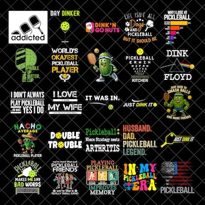 Funny Pickleball PNG Bundle, Pickleball Shirt PNG, Digital Download for Cricut, Sublimation, Pickleball Lover Gift Clipart Set