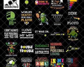 Funny Pickleball PNG Bundle, Pickleball Shirt PNG, Digital Download for Cricut, Sublimation, Pickleball Lover Gift Clipart Set