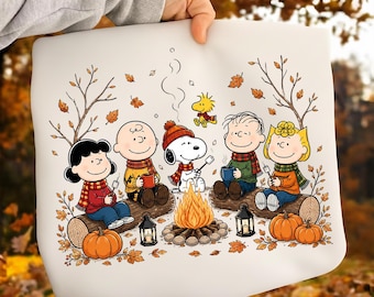 Peanuts Fall Campfire PNG, Snoopy Friends PNG, Autumn Camping PNG, Cozy Fall png, Pumpkin Campfire, Halloween Fall, Instant Download