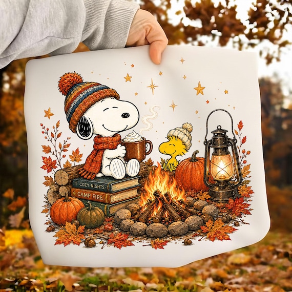 Campfire Snoopy Fall PNG, Cozy Fall PNG, Pumpkin Spice Coffee PNG, Autumn Shirt Design, Fall Sublimation Png, Digital Download
