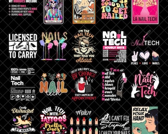 Nail Tech Png Bundle, Nail Hustler Sublimation Designs, Retro Groovy Floral, Funny Nail Tech Quotes Sayings, Nail Tech Life Print File