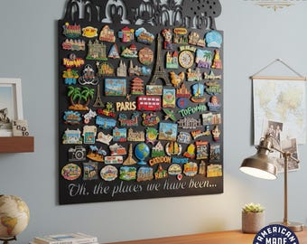 Custom Disney Character Travel Magnet Display Board,  Souvenir Magnetic Organizer, Wall-Mounted Travel Memory Decor, Travel Lover Gift