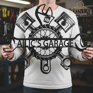 Custom Garage Name Metal Sign,Personalized Workshop Name Sign ,Car Mechanic Repair,Metal Decor,Name Metal Art for Garage,Garage Name Sign image 2